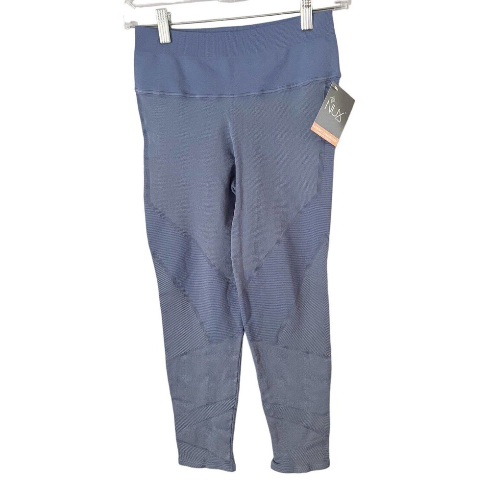 NWT Nux Active Light Blue Moderate Compression Ribbed Leggings Size Large